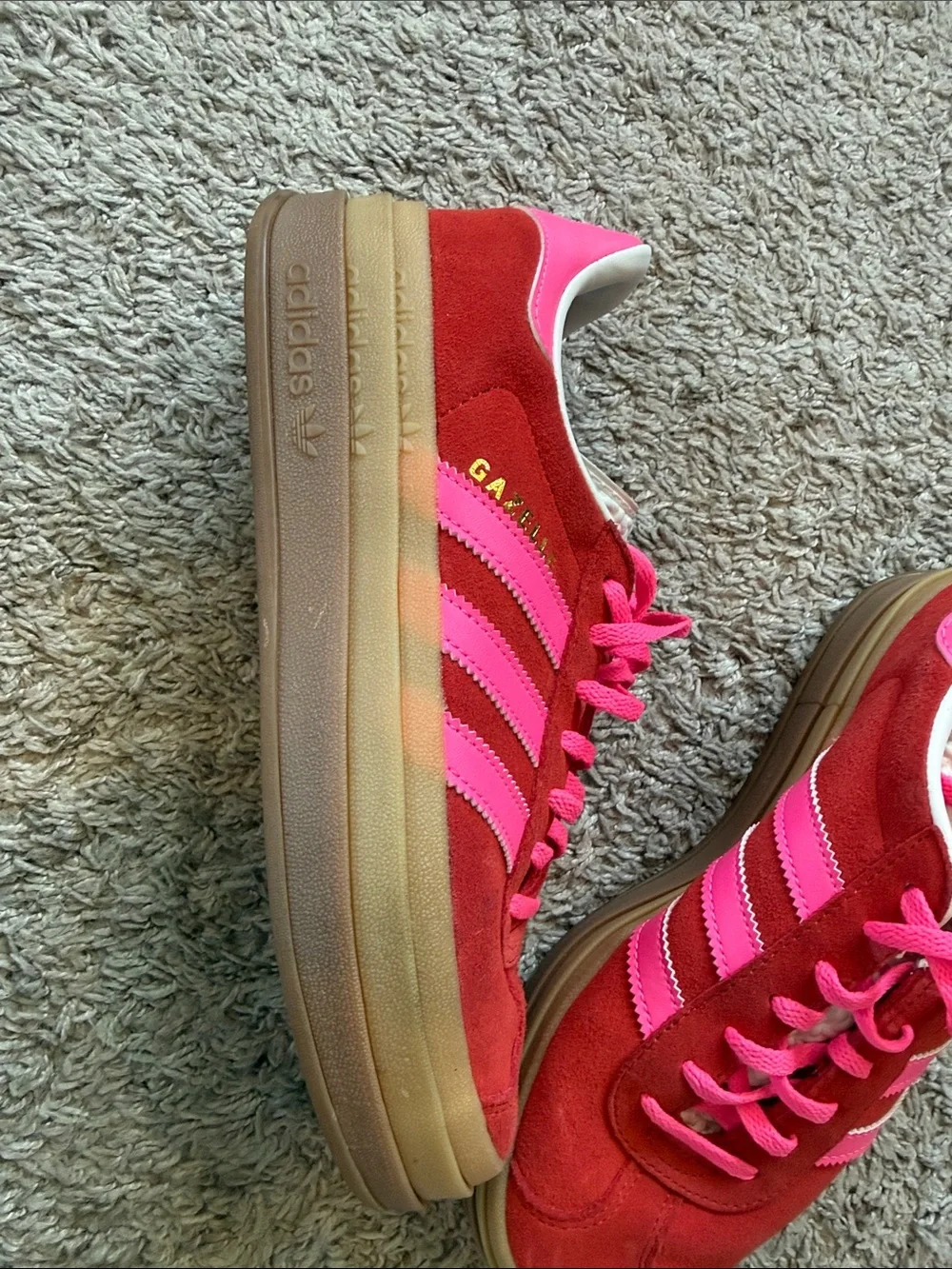 adidas Women's gazelle platform sneaker red and pink - Picture 2 of 4